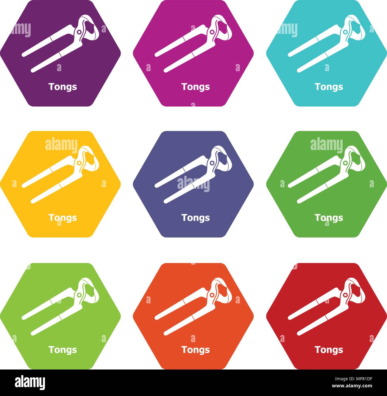 Tongs icons set 9 vector Stock Vector