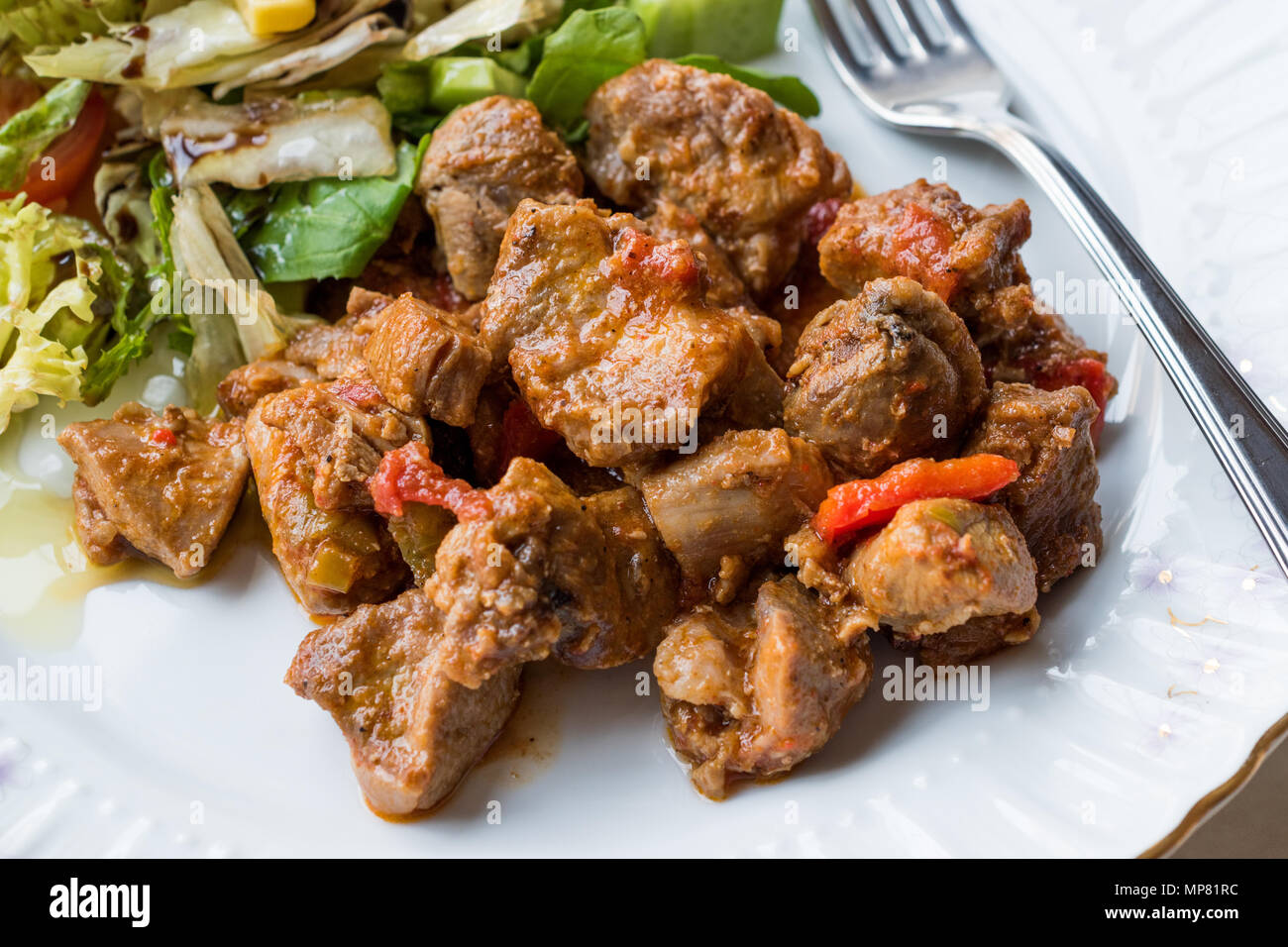 Delicious Turkish Chicken Kebab Kavurma Grilled Meat Stock