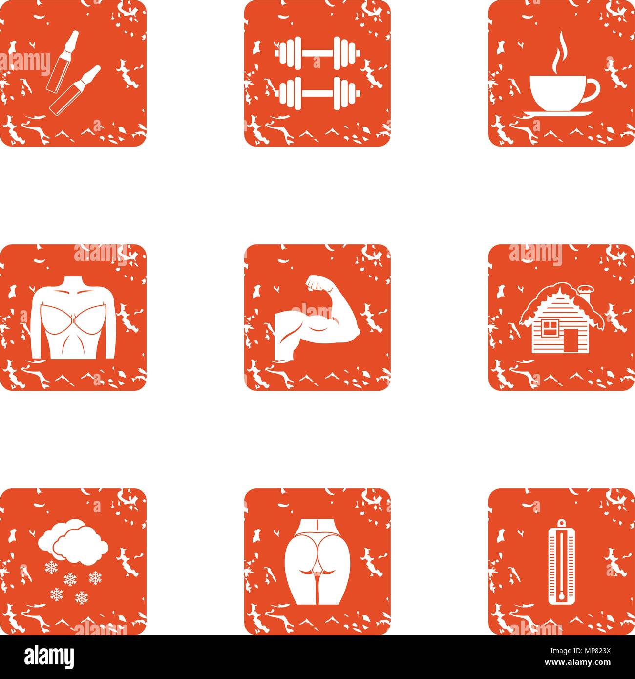 Strength of the body icons set, grunge style Stock Vector Image & Art ...