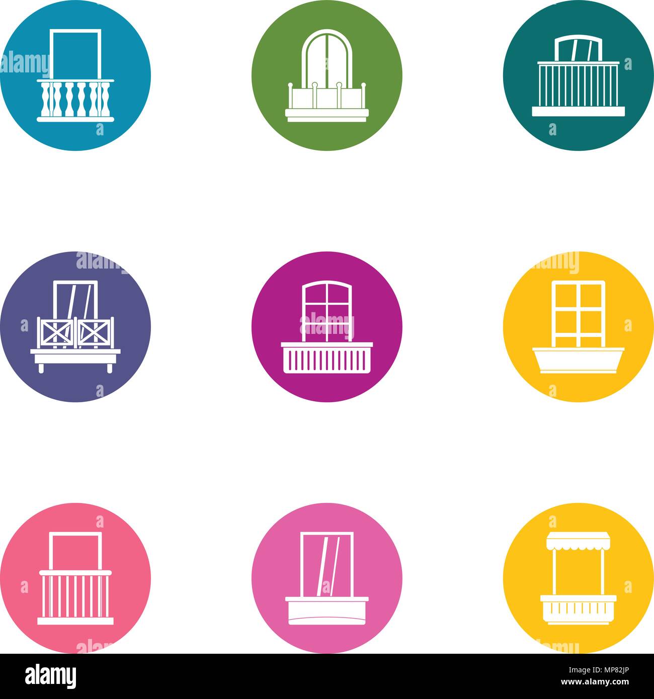 Euro window icons set, flat style Stock Vector Image & Art - Alamy