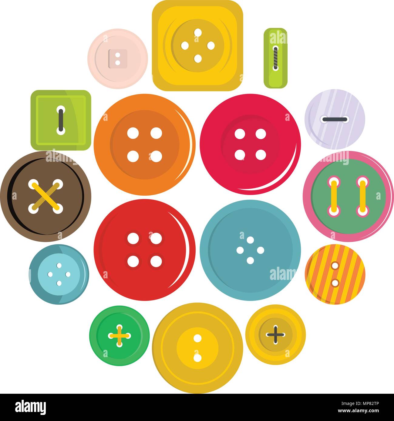 Clothes button icons set in flat style Stock Vector
