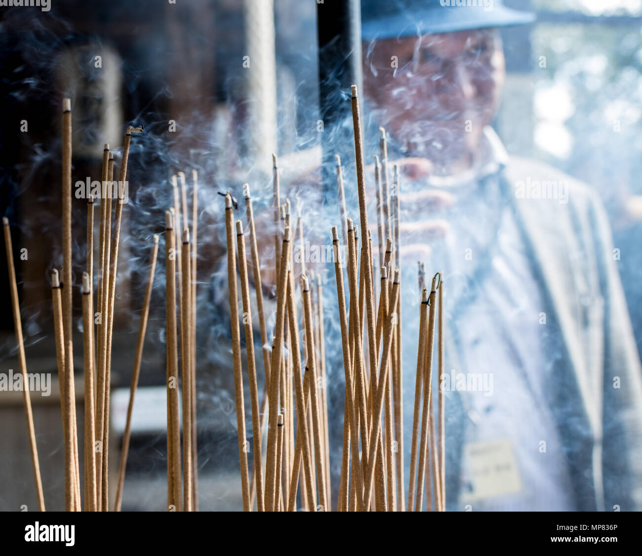 Japanese incense at the Golden Pavilion Stock Photo