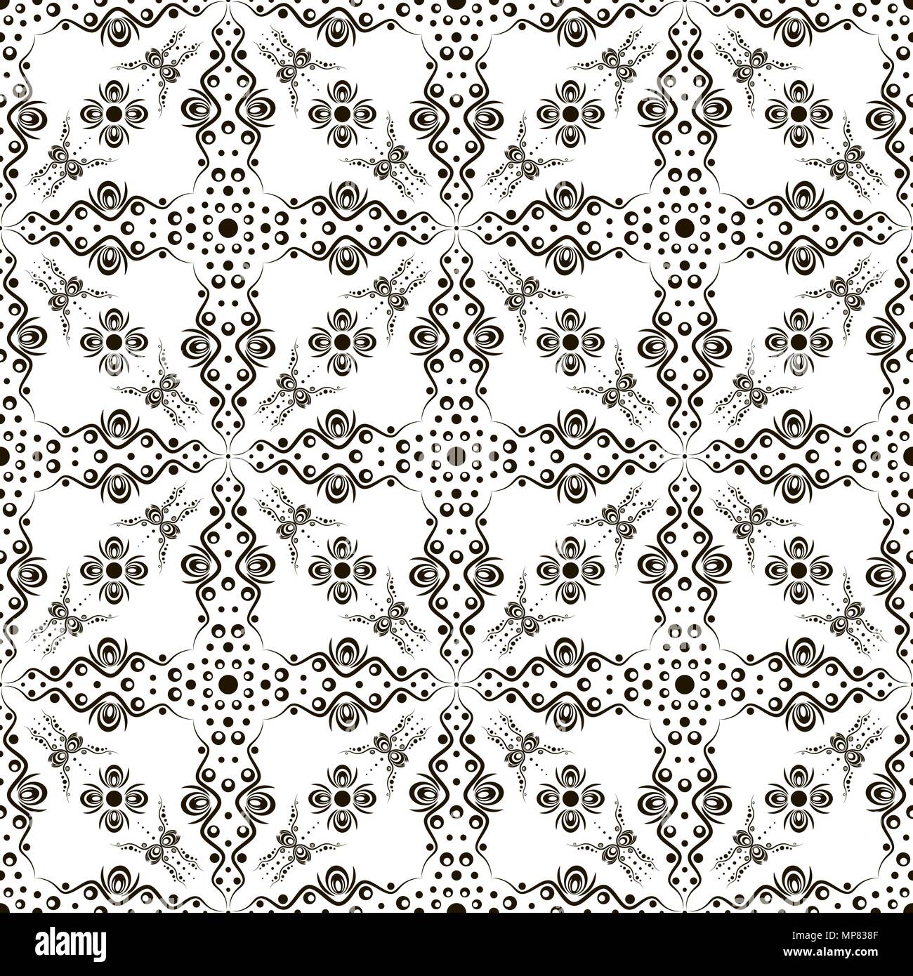 Seamless abstract flower pattern with swirls Stock Vector