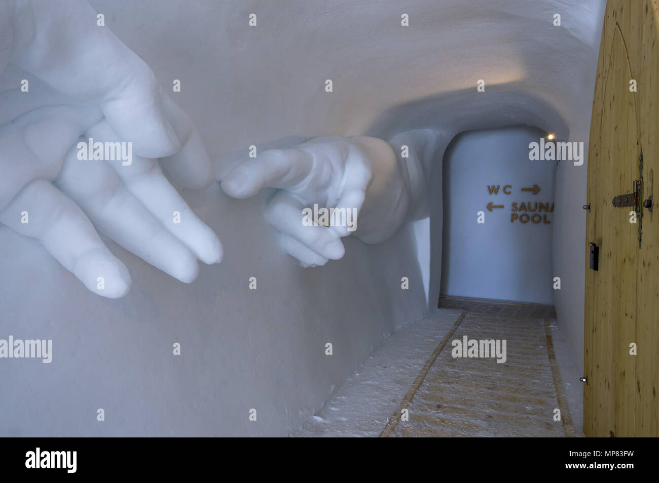 Entrance of the Igloo Village on Zugspitze, Bavaria, Germany Stock