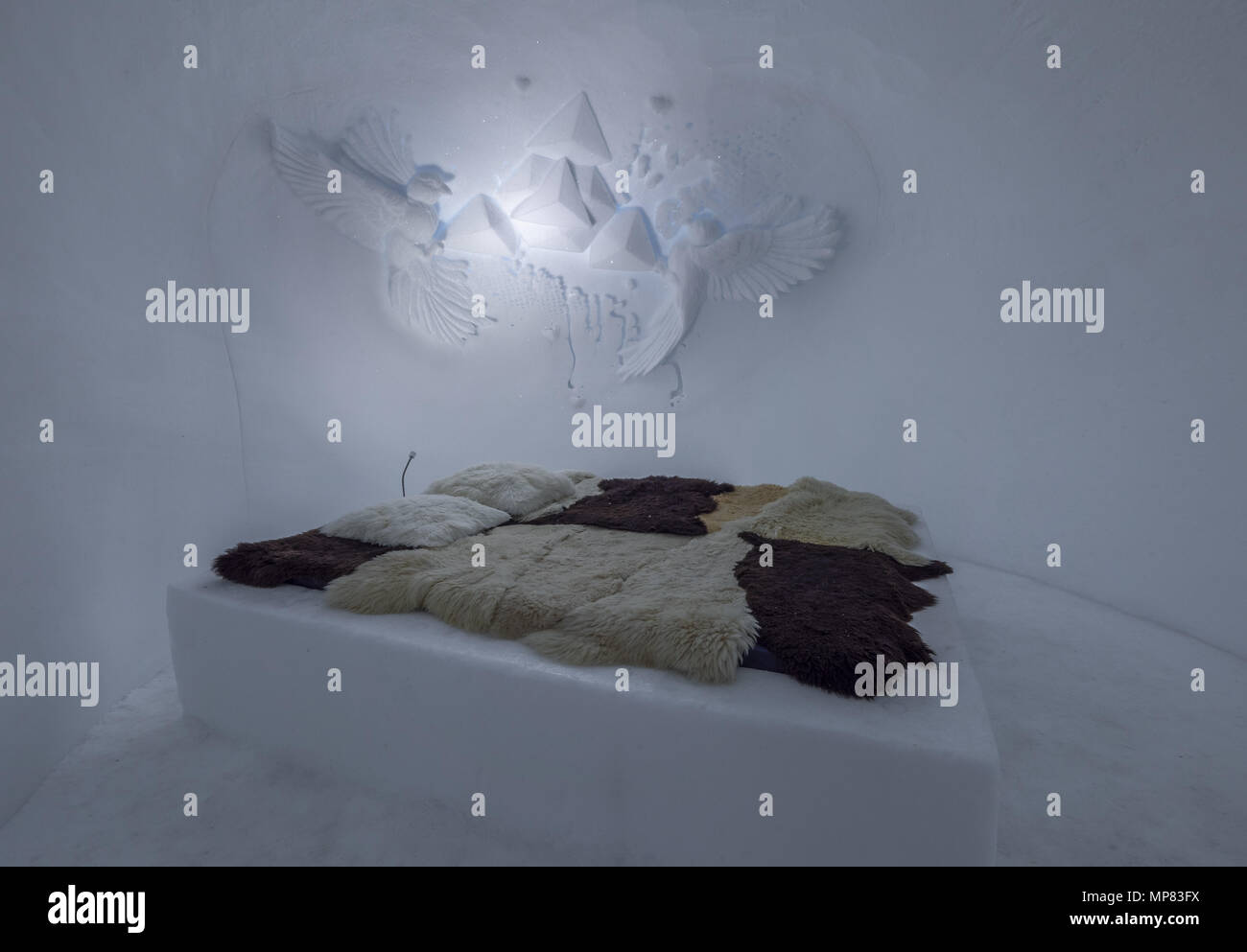 Room of the Igloo Village on Zugspitze, Bavaria, Germany Stock Photo