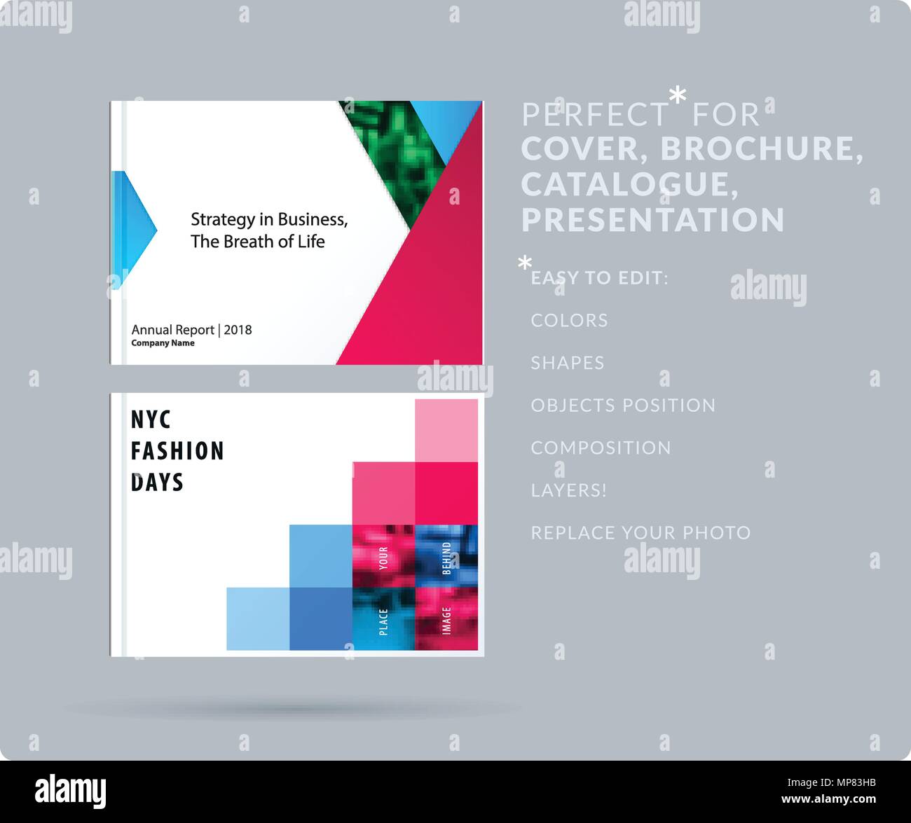 Material design style presentation template with colourful rectangles ...