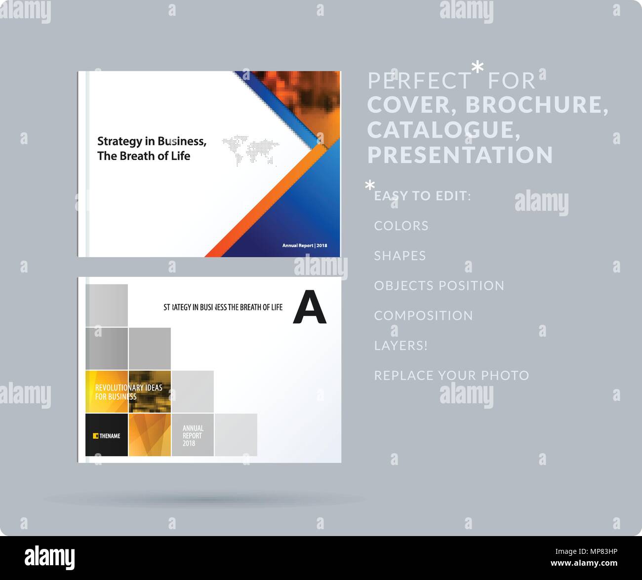 Material design style presentation template with colourful rectangles ...