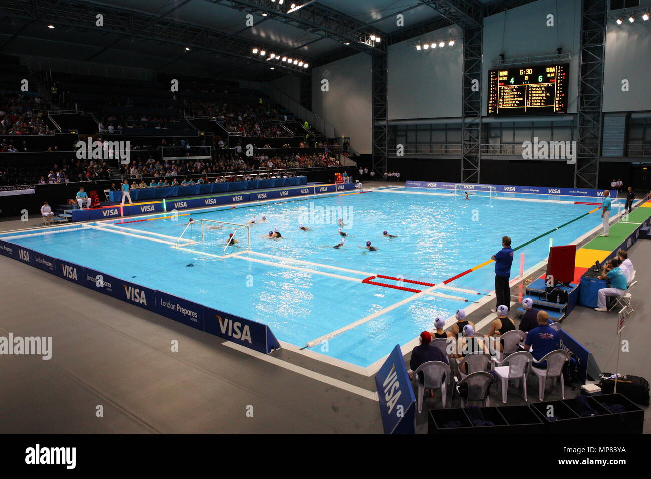 The Visa Water Polo International Women's competition, Great Britain vs USA at the Water Polo Arena London  Olympic Park --- Image by © Paul Cunningham Stock Photo