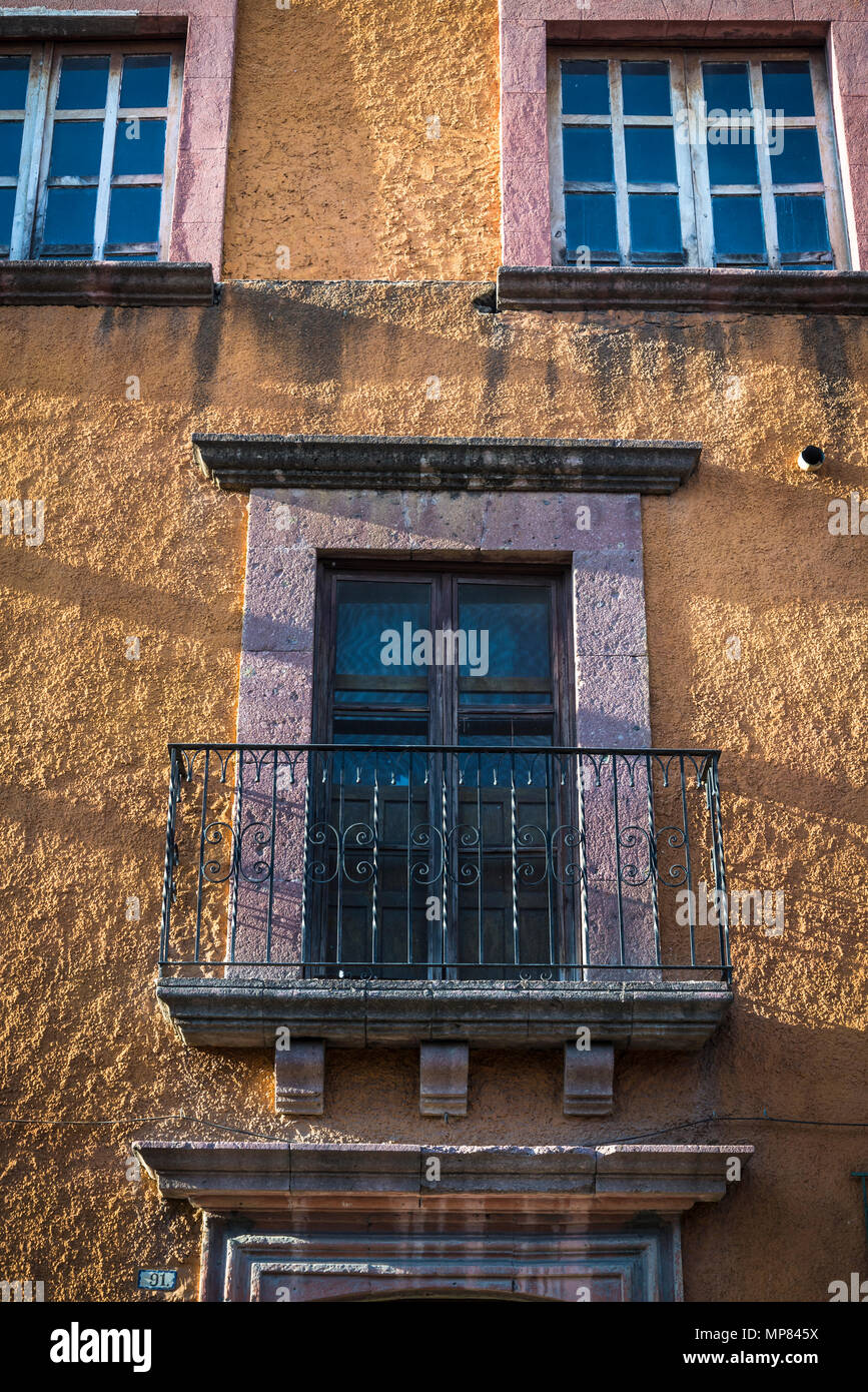 Balcony, San Miguel de Allende, a colonial-era city,  Bajío region, Central Mexico Stock Photo