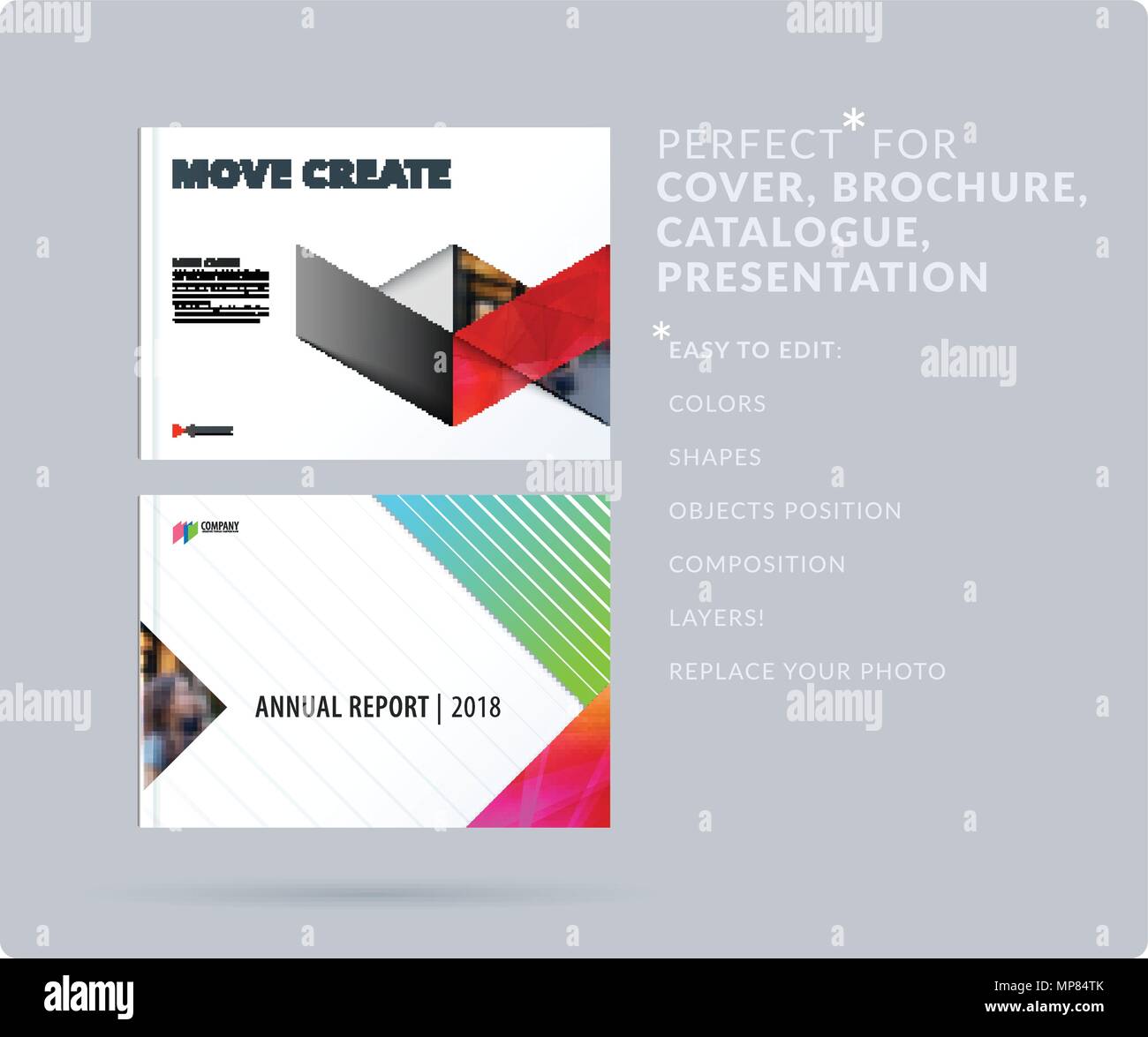 Triangular design presentation template with colourful rectangles