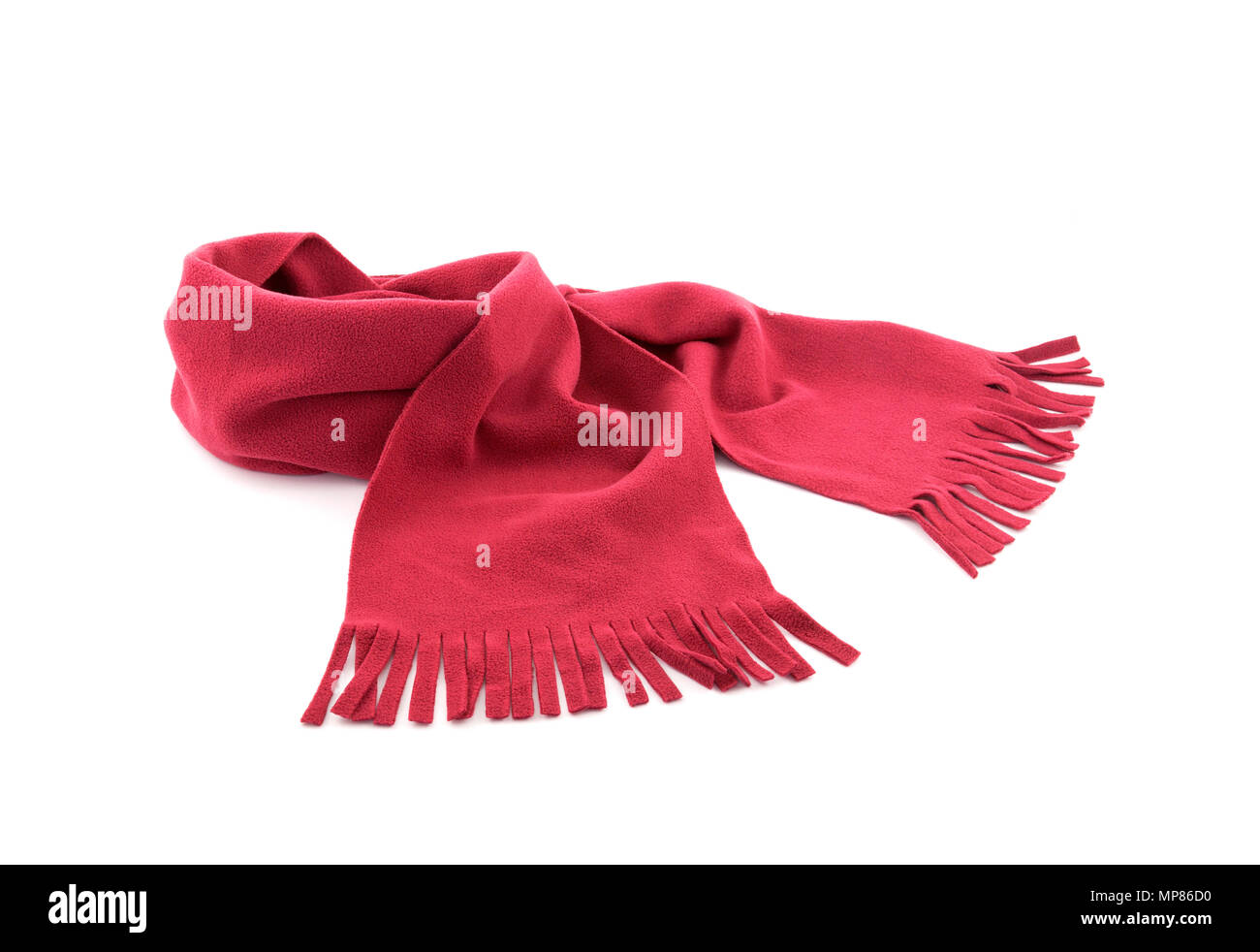 Red scarf on white background Stock Photo
