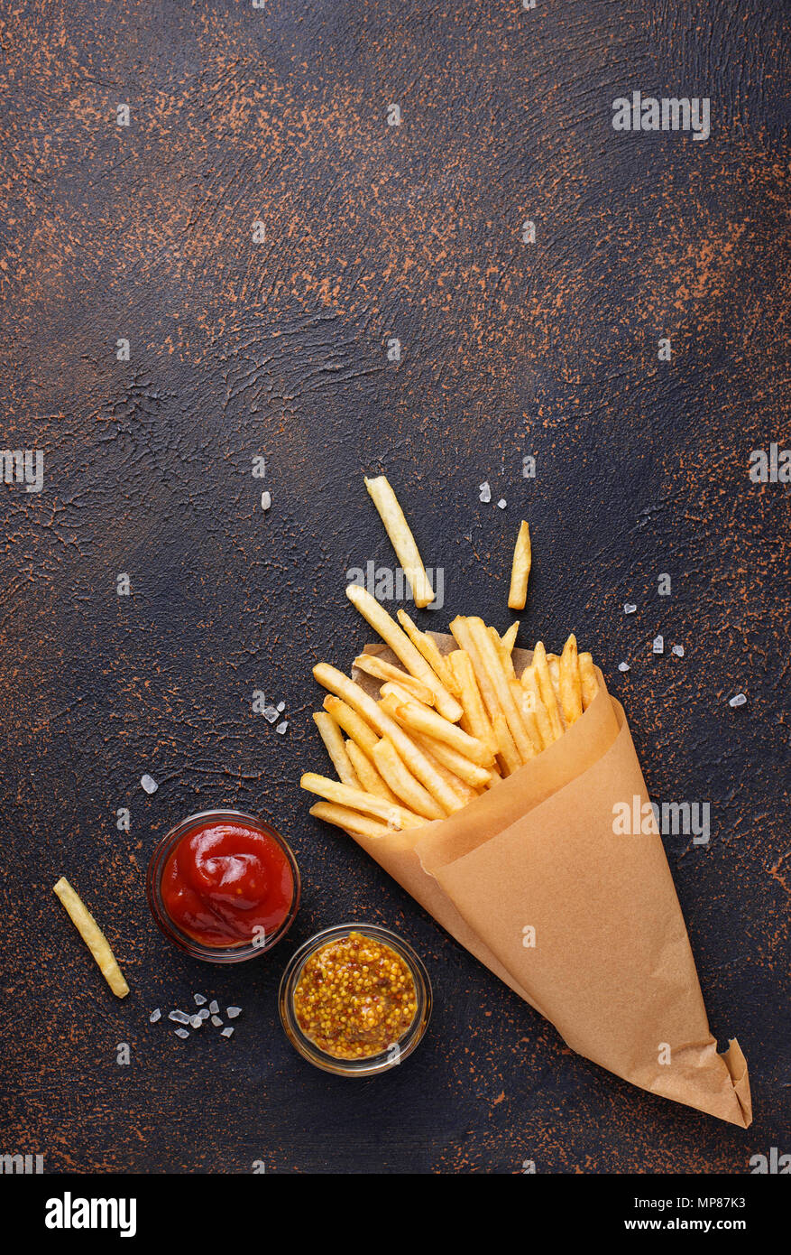 French Fries In Paper Bag Stock Photo - Download Image Now - Fried