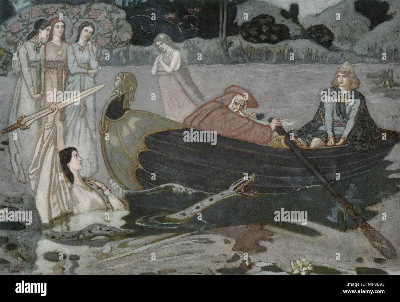 . English: The taking of Excalibur. 29 December 2006, 15:47:22. Unserefahne 1181 The taking of Excalibur, by John Duncan Stock Photo