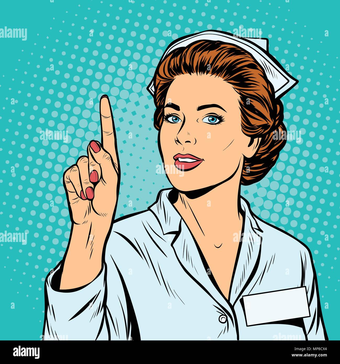 woman nurse attention gesture Stock Vector