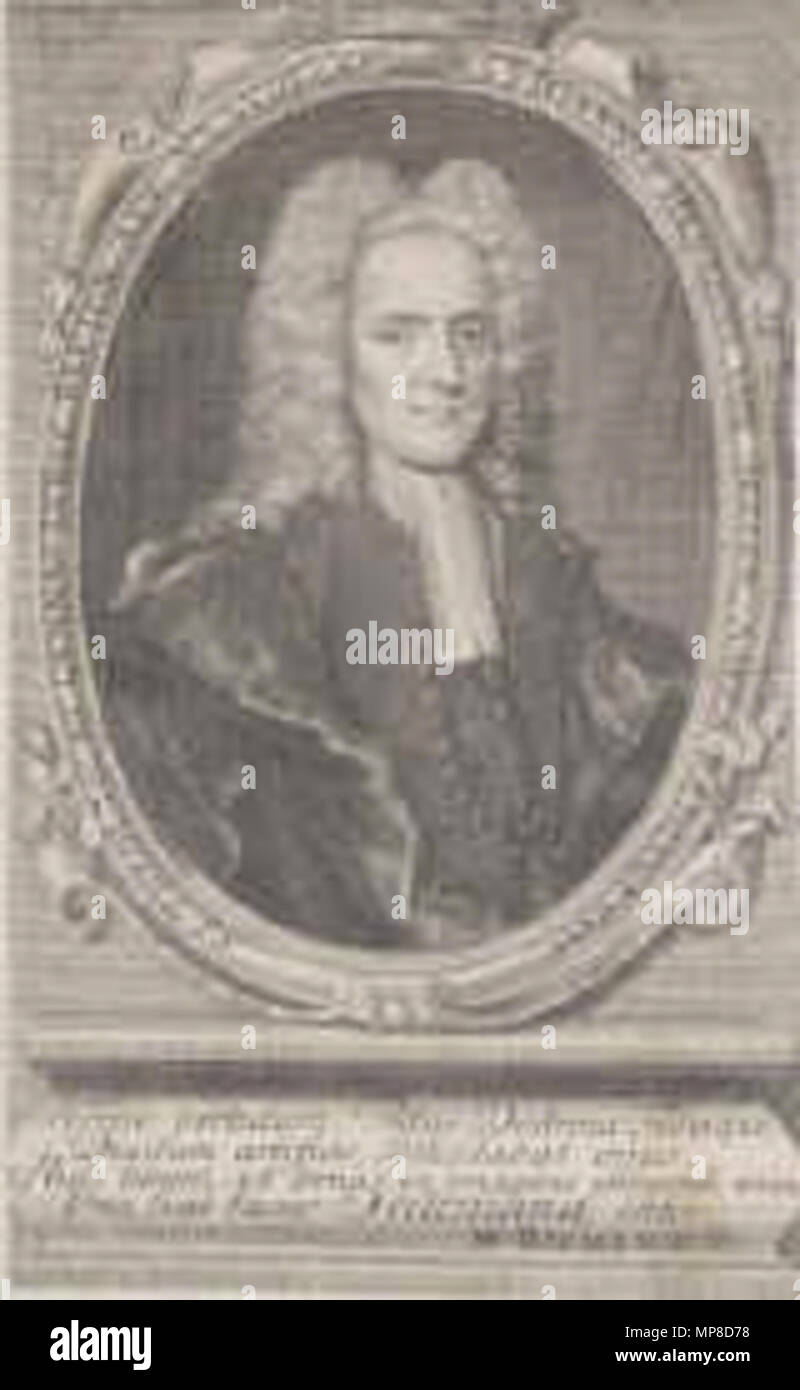 . Johann Heinrich von Seelen, Kupferstich, 153 x 93 mm . 1726. copper engraving by C. Fritzsch after a painting by J. M. von der Hude 726 Johann heinrich von seelen Stock Photo