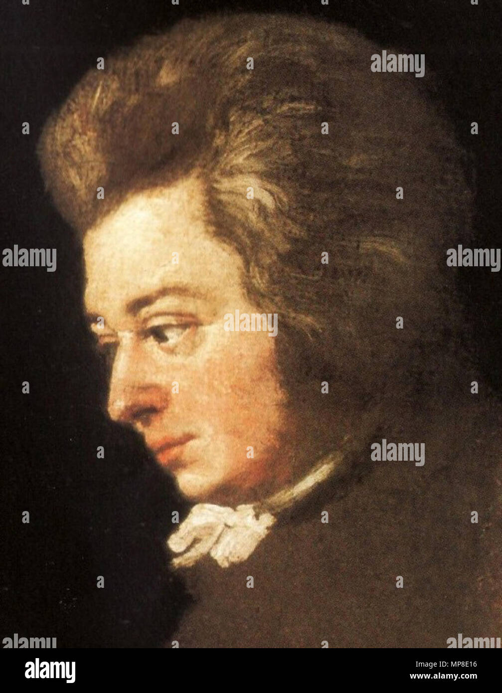 . English: Portrait of W.A.Mozart Constanze said this portrait was 'by far the best likeness of him.' . 1782. Josef Lange 729 Johannes Chrysostomus Wolfgangus Theophilus Mozart Stock Photo