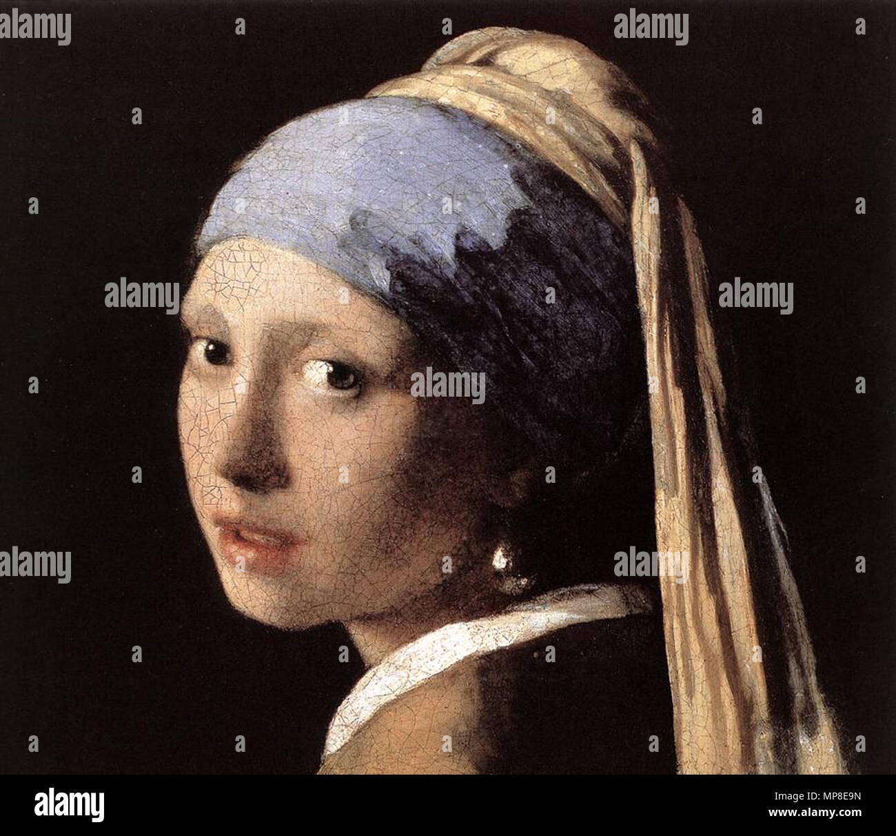 Girl with a Pearl Earring (detail)  circa 1665.   730 Johannes Vermeer - Girl with a Pearl Earring (detail) - WGA24667 Stock Photo