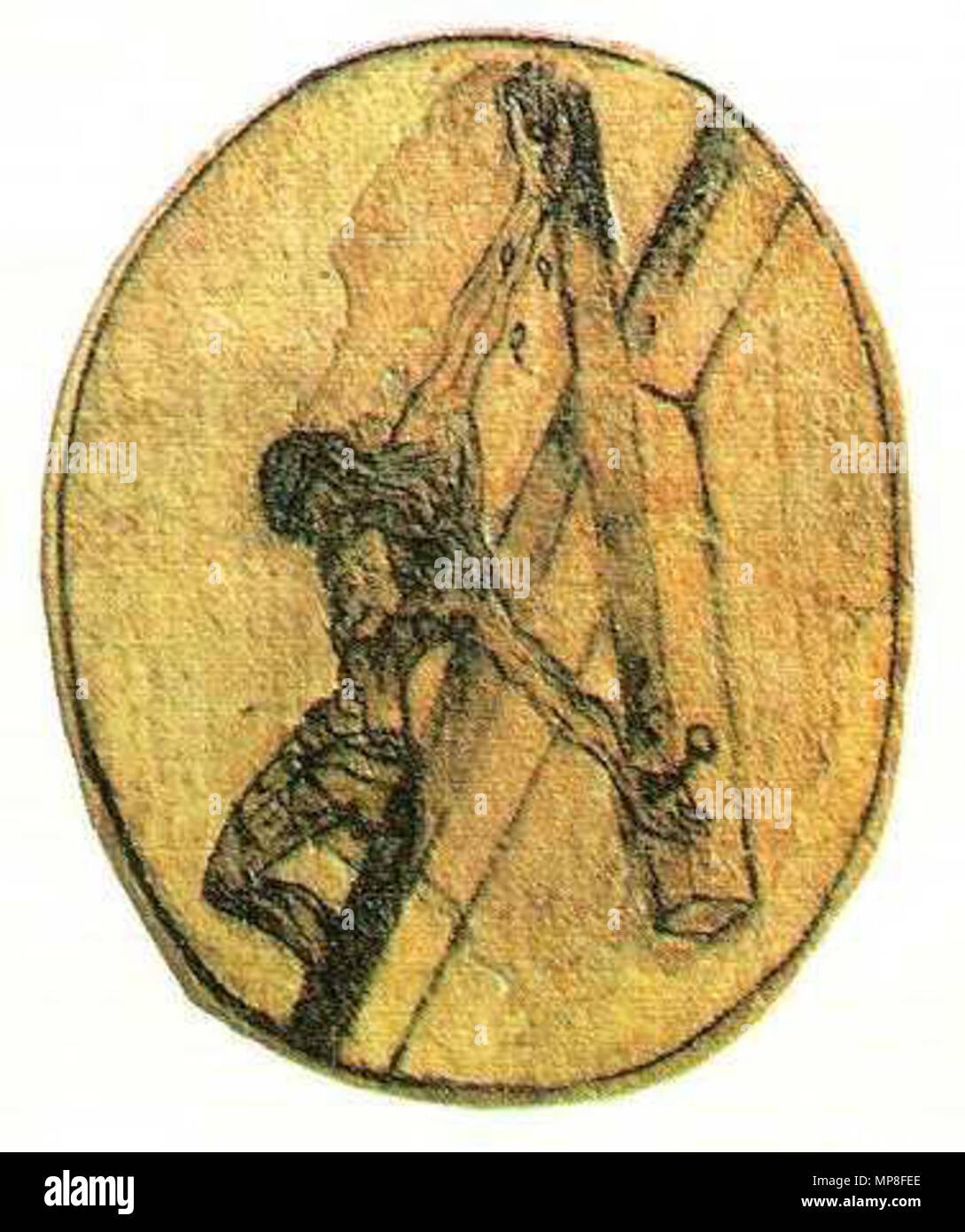 . Drawing of the Crucifixion by St. John of the Cross . circa 1550. St. John of the Cross 734 John of the Cross crucifixion sketch Stock Photo