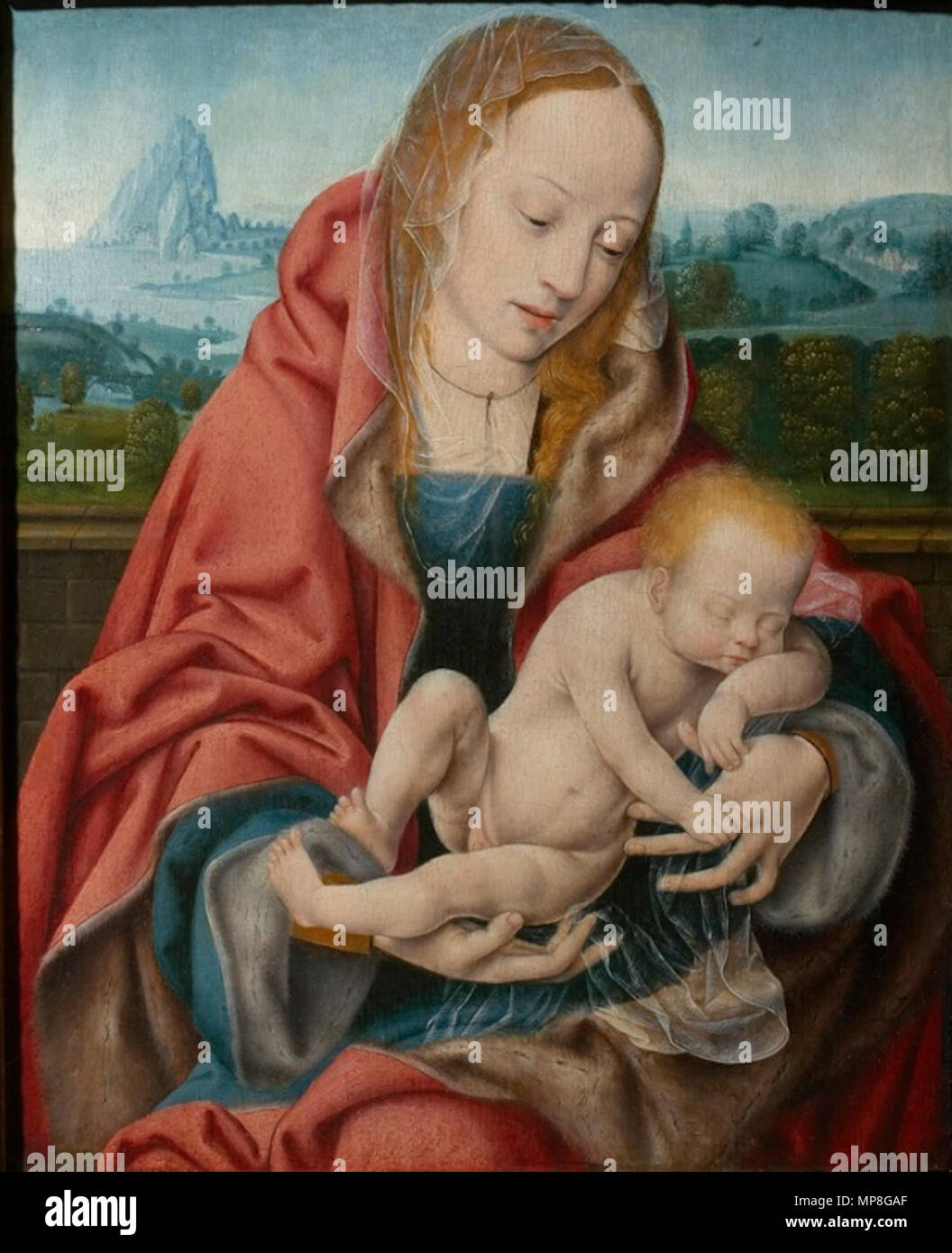 English: Virgin with the sleeping christ child .    This object is indexed in RKDimages, database of the Netherlands Institute for Art History, under the reference 41518. čeština | English | français | македонски | Nederlands | +/−   . between 1515 and 1520.   Joos van Cleve  (circa 1485 – 1540/1541)     Alternative names Joos van der Beke, Joos van der Beken, Joos van Cleef, Master of the Death of the Virgin  Description Flemish painter and draughtsman  Date of birth/death circa 1485 between 10 November 1540 and 13 April 1541  Location of birth/death Cleves (?) Antwerp  Work location Kalkar ( Stock Photo