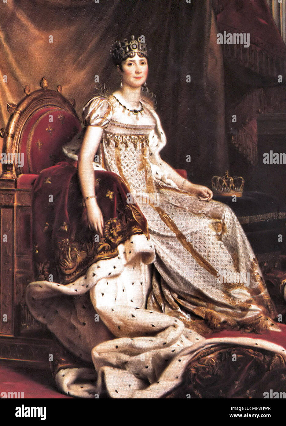 French: Joséphine en costume de sacre Empress Josephine in Coronation Robes  circa 1807-1808.   743 Josephine de Beauharnais, Keizerin der Fransen Stock Photo