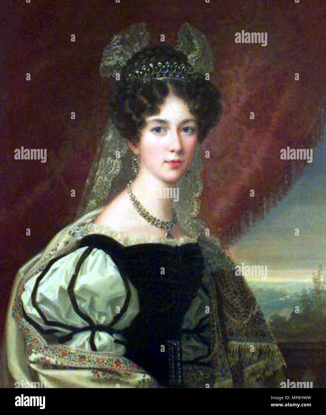 Portrait of Josephine of Leuchtenberg (1807 – 7 June 1876)  circa 1835.   743 Josephine of Sweden &amp; Norway c 1835 by Fredric Westin Stock Photo