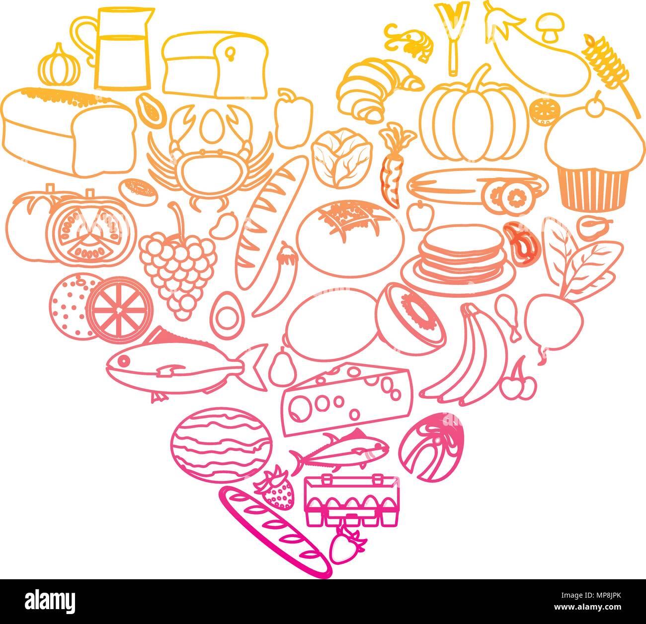 Decreasing Pattern Food degraded line food pyramid with diet nutritional products Stock Vector ...