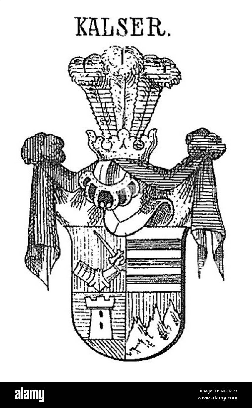 . Wappen der Kalser, Edle von Maasfeld, 1826 vom österr. Kaiser verliehen. 1886. Unknown 755 Kalser von Maasfeld-Wappen Stock Photo