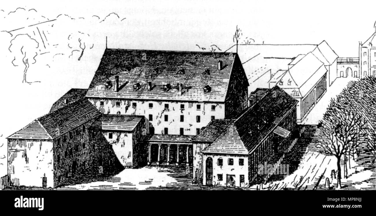 Karlsruher Hoftheater von Friedrich Weinbrenner, eröffnet 1808,  zeitgenössischer Zeitungsdruck . 19th century. Unknown 760 Karlsruher  Hoftheater von Weinbrenner Stock Photo - Alamy