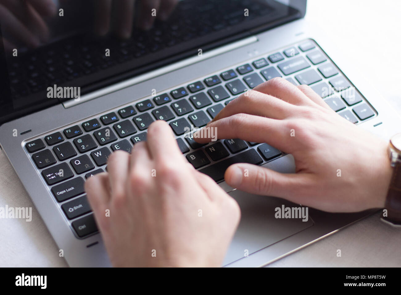 Hand man typing computer hi-res stock photography and images - Alamy