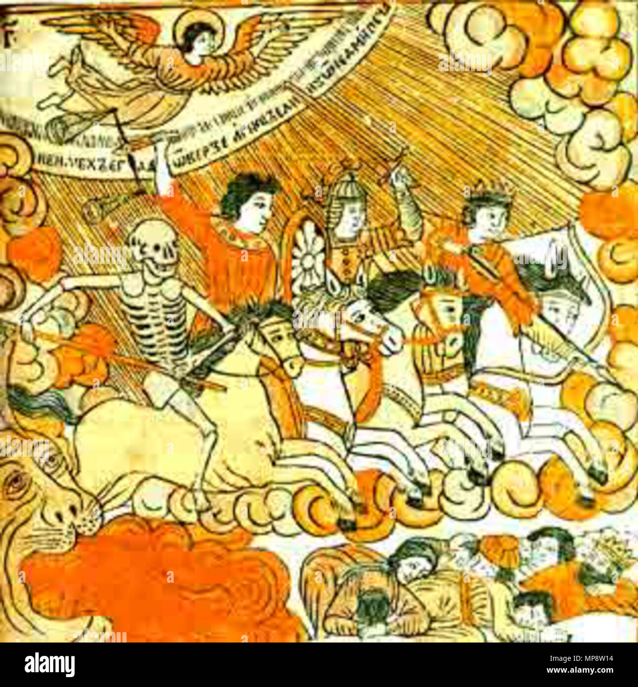. Four riders of the Apocalypse. Illustration from the first Russian engraved Bible. 1692-1696 гг.. ru:Василий Корень / Vasiliy Koren' (ca.1640 - early 1700s) 774 KorenRiders Stock Photo