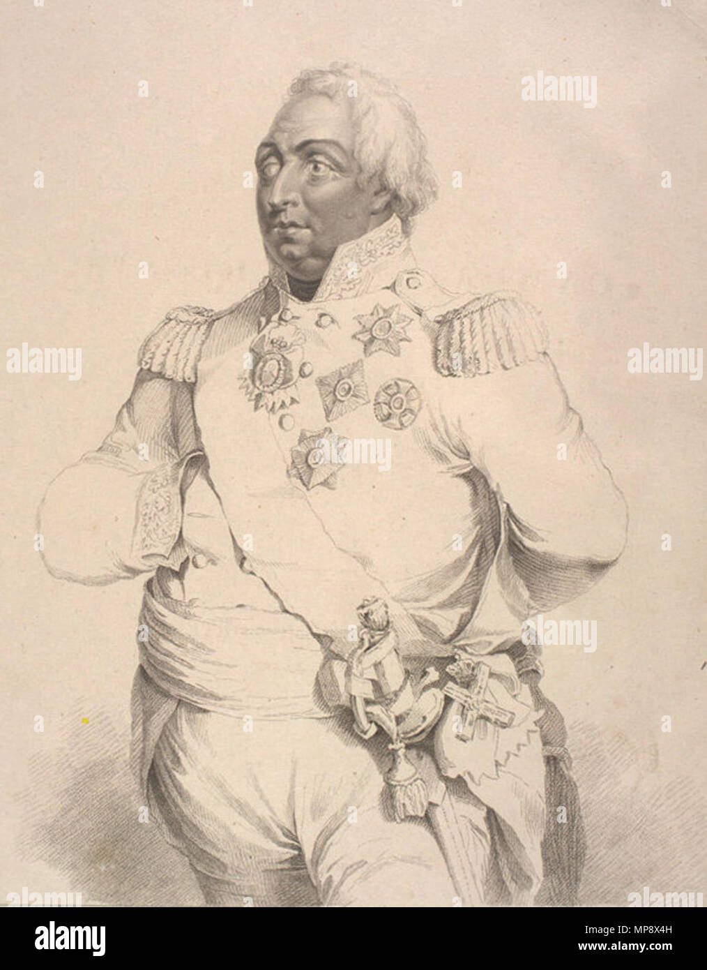 . Russian Field Marshal Mikhail Kutuzov, Prince of Smolensk (1745-1813). Engraved by Hopwood, from an original drawing . 1813. Engraved by Hopwood 779 Kutuzov by Hopwood Stock Photo
