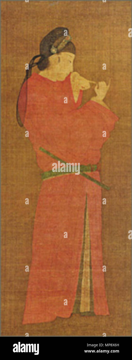 English Kenpon Chakushoku Kyujo Zu 絹本著色宮女図 Or Den Kan Yaō Zu 伝桓野王図 Hanging Scroll Color On Silk The Scroll Has Been Designated As National Treasure Of Japan In The Category Paintings