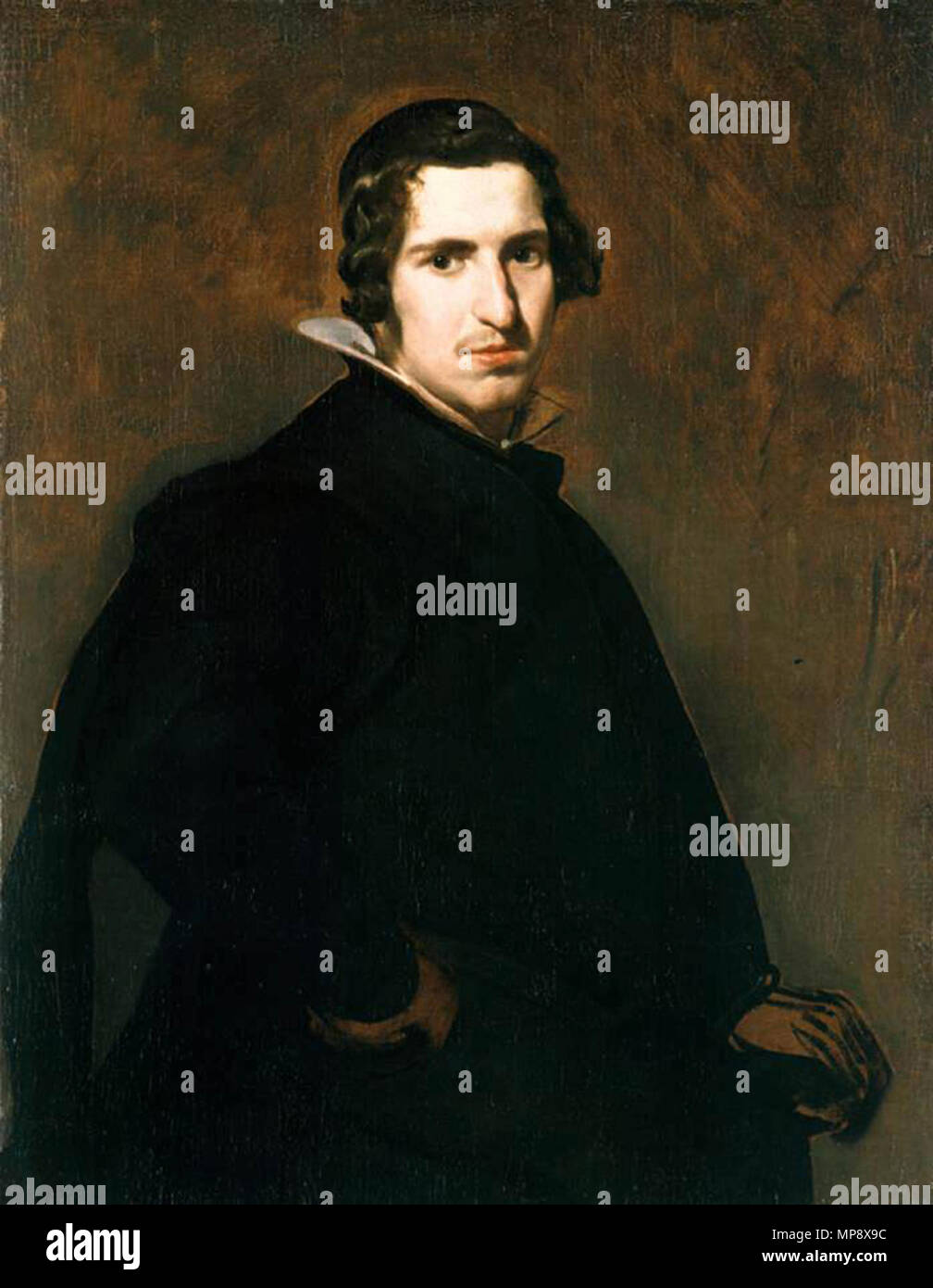 Velásquez, Yong Man c1629.jpg 1058 Retrato inacabado de un hombre joven, by Diego Velázquez Stock Photo
