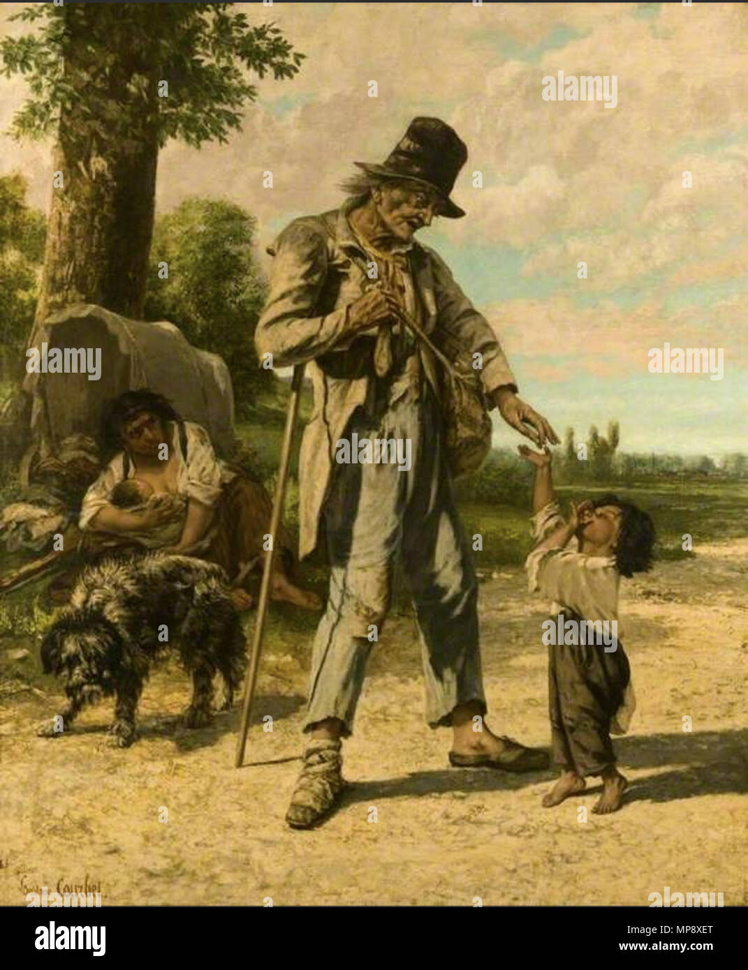 781 L'Aumône d'un mendiant, à Ornans by Courbet Stock Photo