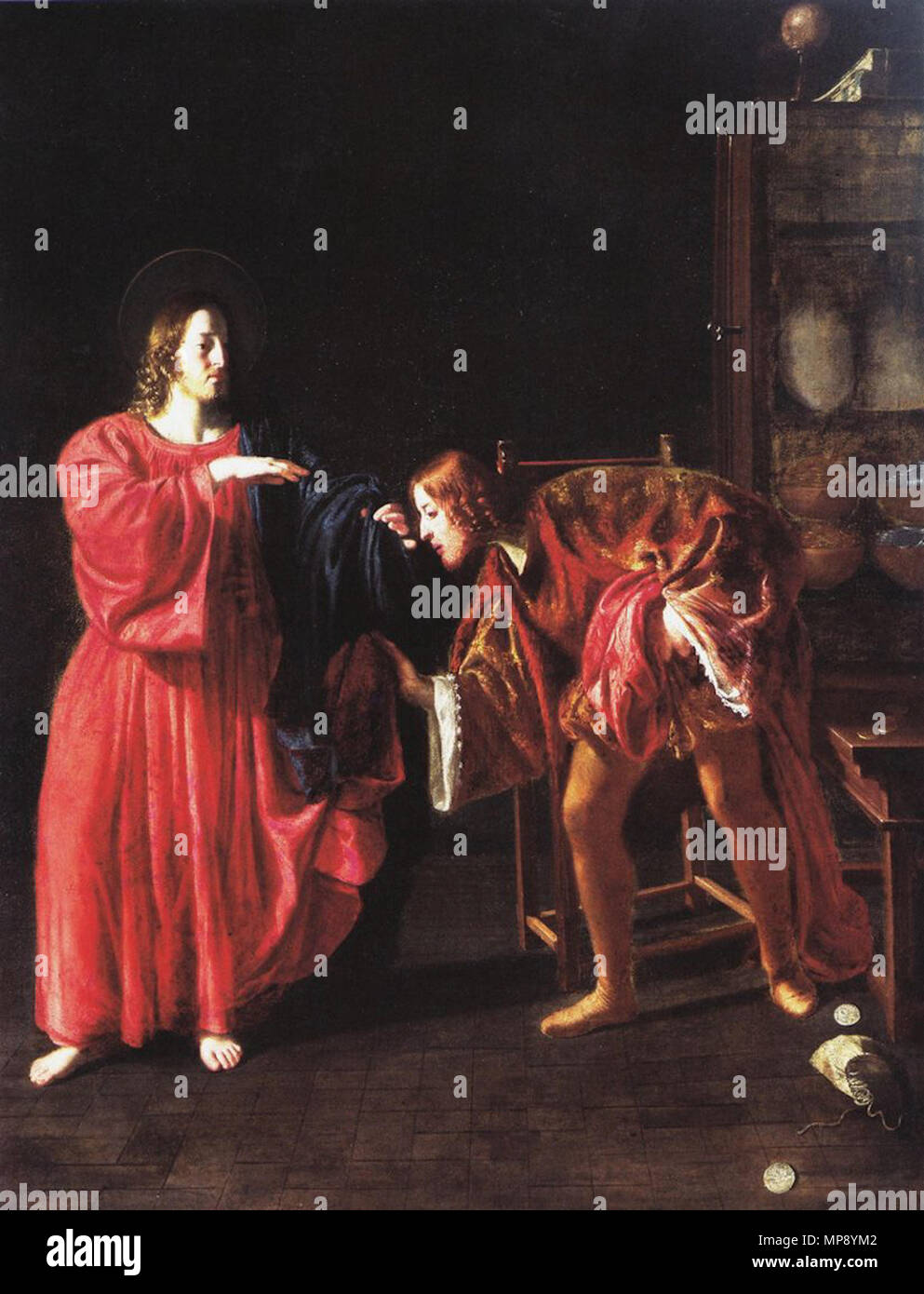 . Italiano: La vocazione di San Matteo . between 1630 and 1635. Guido Cagnacci - Rimini, Museo della Città 787 La vocazione di San Matteo - Cagnacci Stock Photo