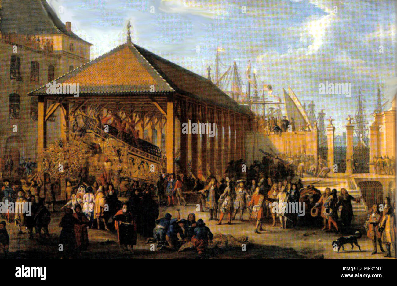 Le Marquis de Seignelay et le duc de Vivonne visitent la galère Réal dans l'arsenal de Marseille vers 1677.   .   787 La-reale-1679 Stock Photo
