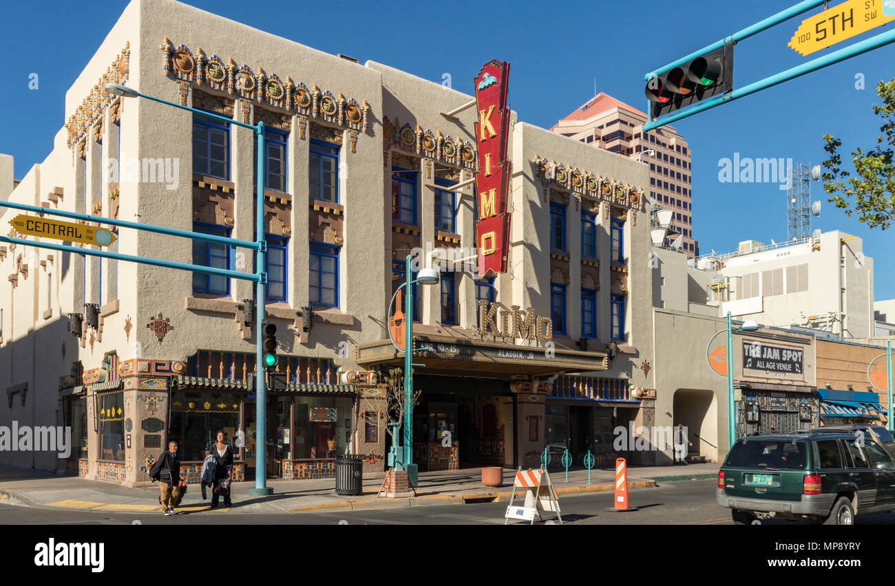 Albuquerque, New Mexico, USA - April 14, 2018: Historic Kimo Theatre at Central and 5th on Route 66, Downtown Albuquerque, New Mexico. National Regist Stock Photo