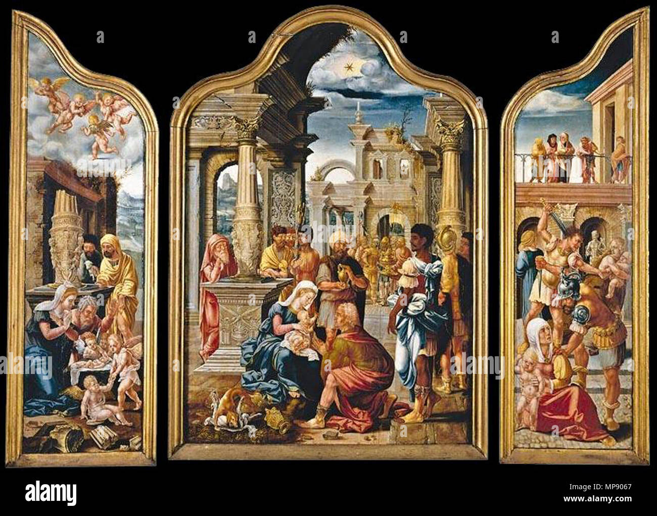 English: Triptych   between 1532 and 1533.   790 Lambert Lombard - Triptych - WGA13360 Stock Photo