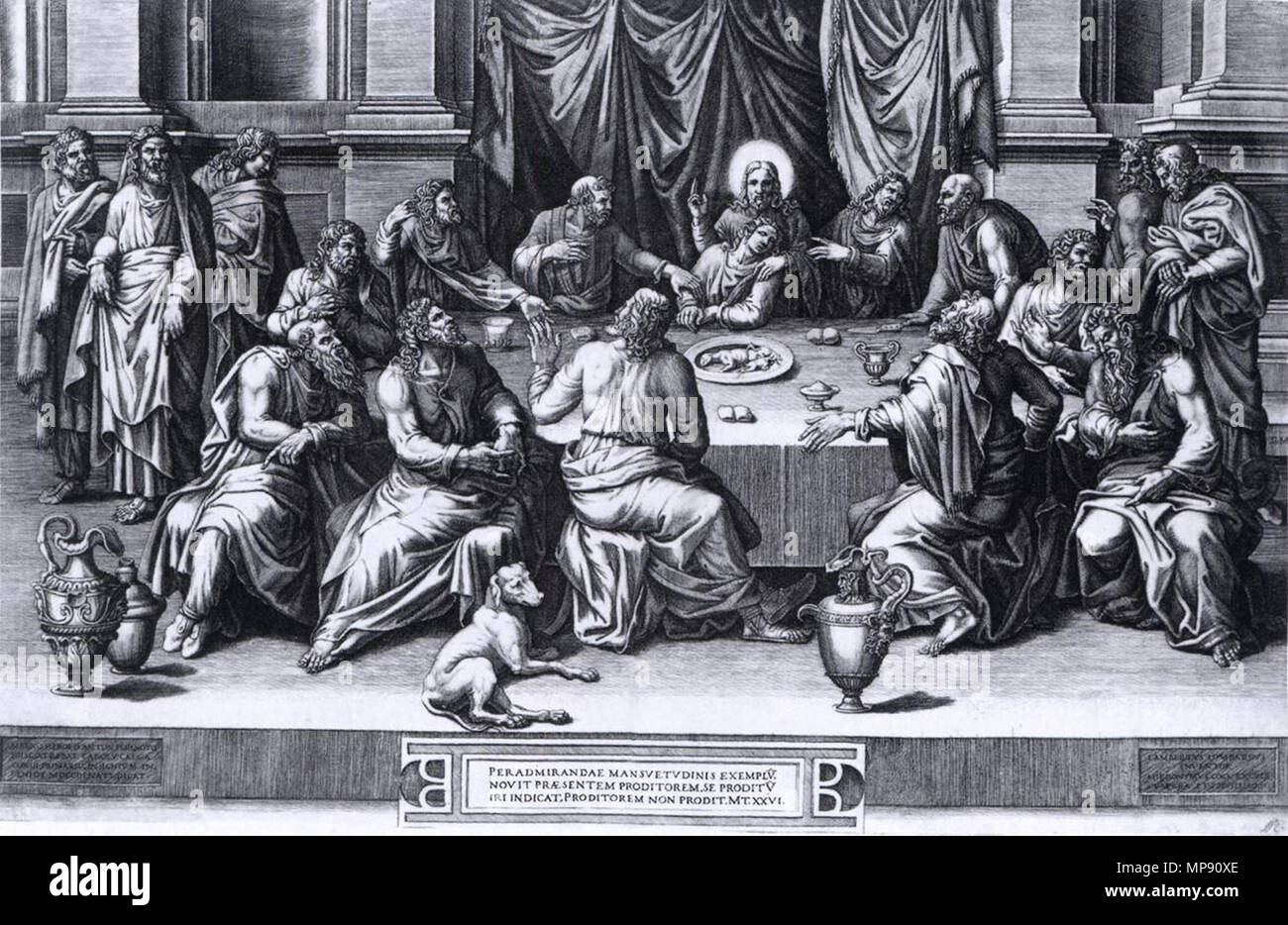 . Italiano Ghisi 1551 Engraving, 349 x 533 mm Last Supper
