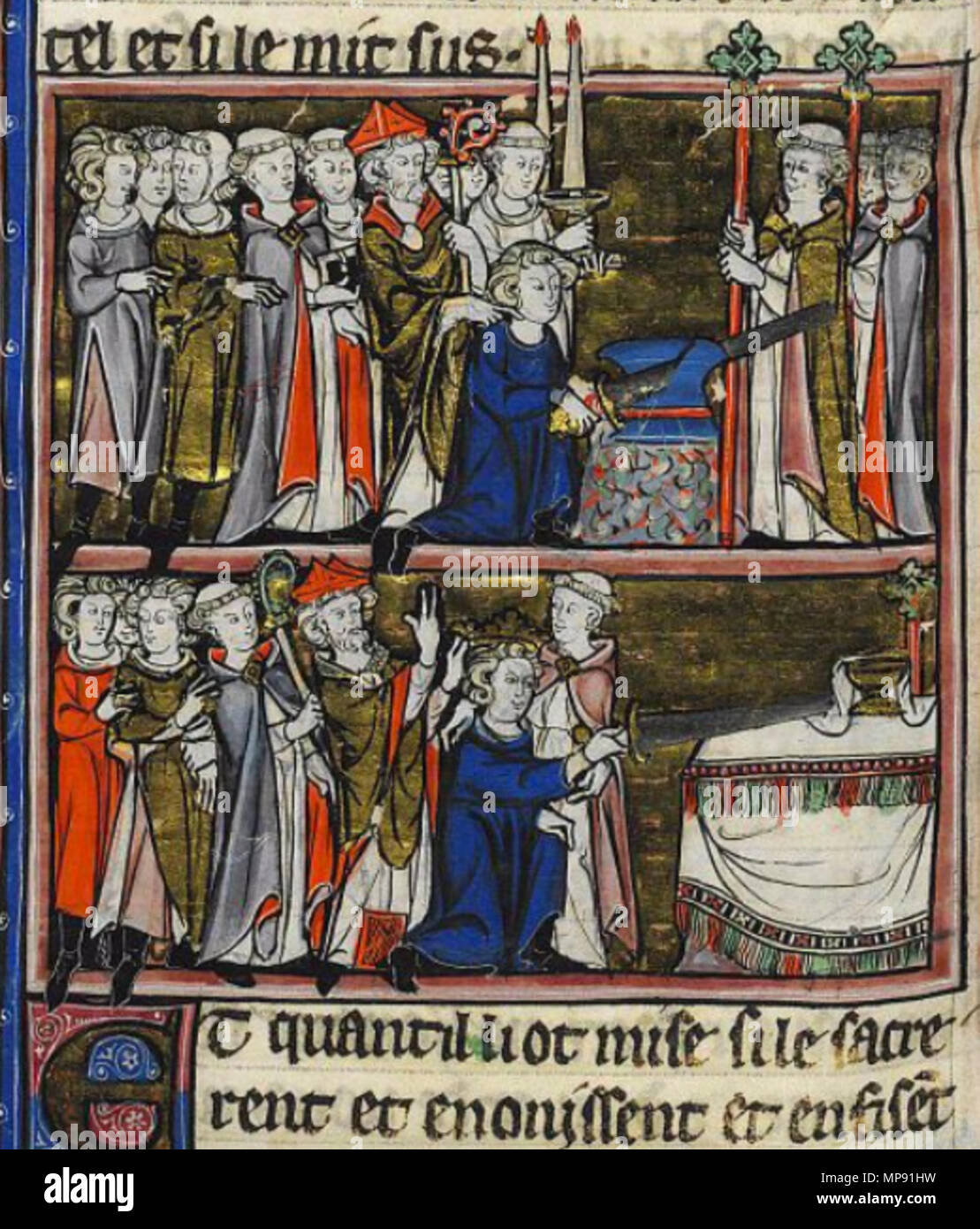 797 Le jeune Arthur retirant l'épée Excalibur Stock Photo