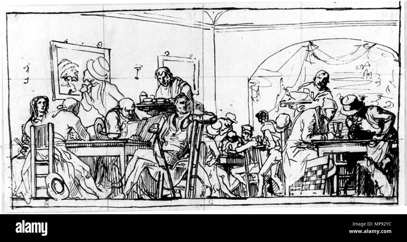 803 Leonardo Alenza (boceto Café de Levante) 1839 Stock Photo