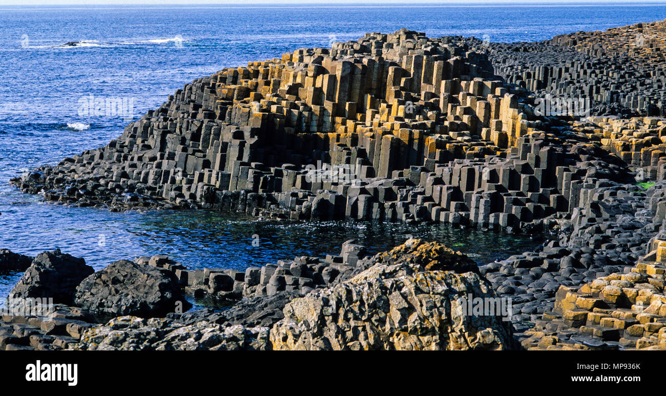 The Giants Causeway, Bushmills, County Antrim, Northern Ireland, UK, GB. Stock Photo