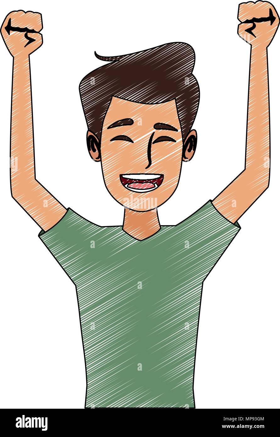 Happy Young Man Cartoon Scribble Stock Vector Image Art Alamy