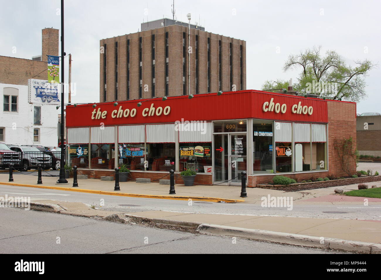 Front view of The Choo Choo Restaurant in des plaines, Illinois. Stock Photo