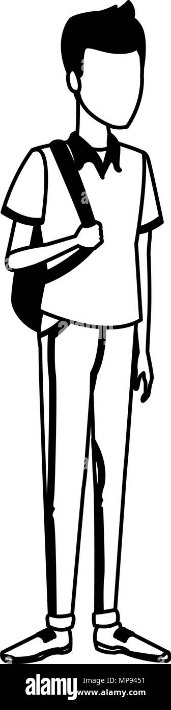 Young man cartoon in black and white Stock Vector Image & Art - Alamy
