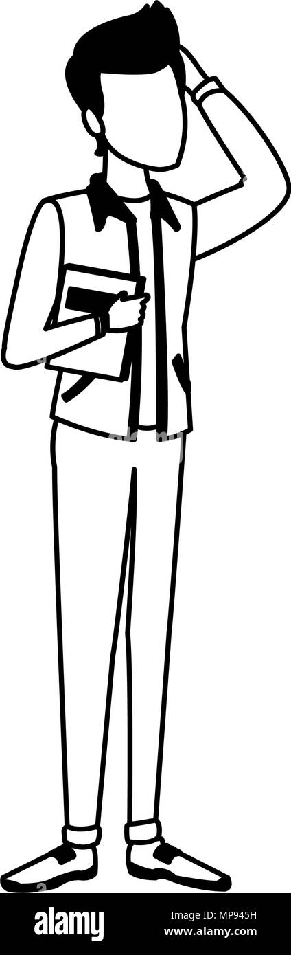 Young man cartoon in black and white Stock Vector Image & Art - Alamy