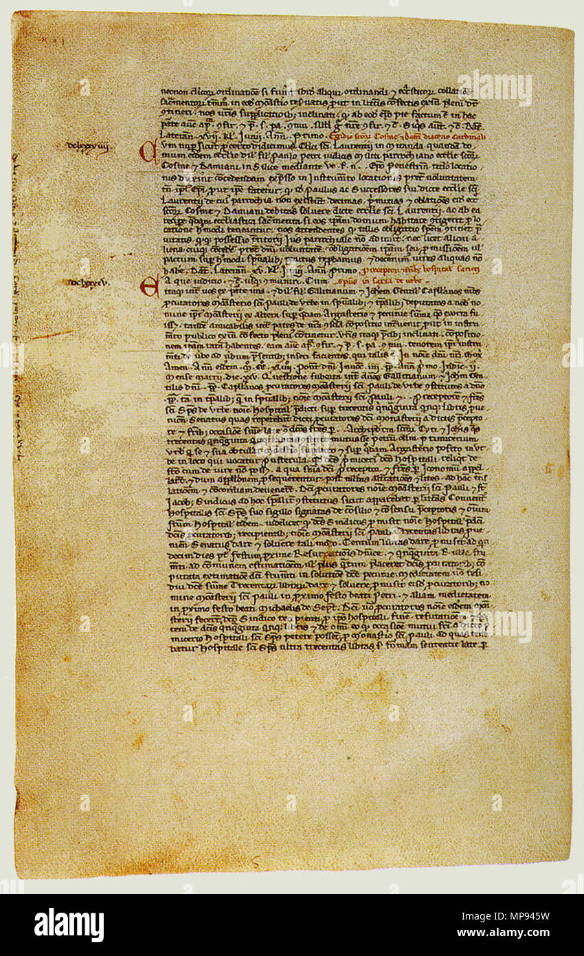 . Text of the letter of Pope Innocence IV 'to the ruler and people of the Tartars', brought to Great Khan Güyüg by John de Carpini / part two(?). Ink on paper. Height 36 cm, width 24 cm. Archivio Segreto Vaticano, Citta del Vaticano, Inv. no. Reg. Vat., 21, ff. 107 v. - 108 r. See also Image:LetterInnocenceToTartarKingAndPeople a.jpg and Image:LetterGuyugToInnocence.jpg. 1245. by order of Pope Innocence IV / (of the reproduction) Archivio Segreto Vaticano, Citta del Vaticano 807 LetterInnocenceToTartarKingAndPeople b Stock Photo