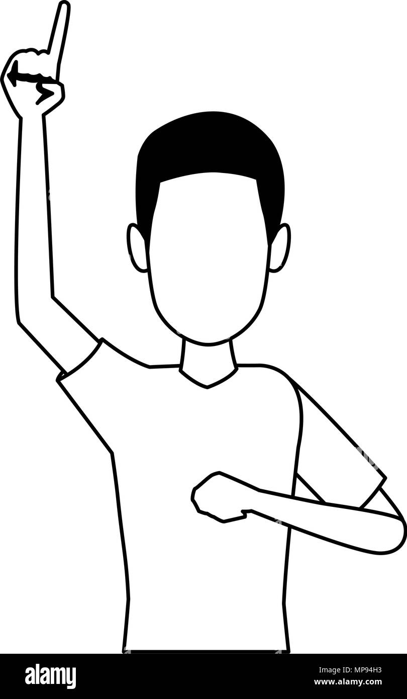 Happy young man cartoon in black and white Stock Vector Image & Art - Alamy