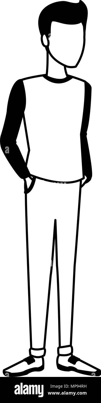 Young man cartoon in black and white Stock Vector Image & Art - Alamy