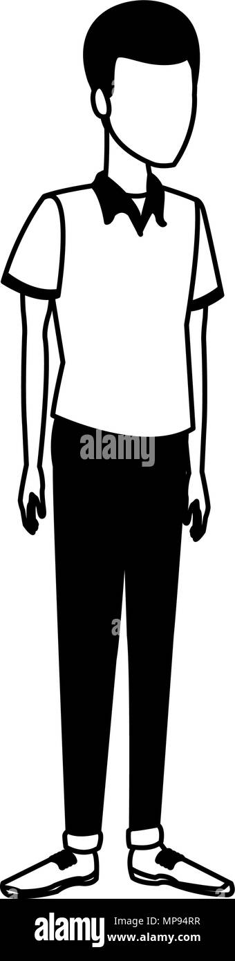 Young man cartoon in black and white Stock Vector Image & Art - Alamy